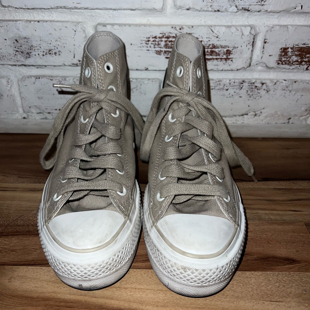 Classic High-Top Canvas Sneakers in Taupe